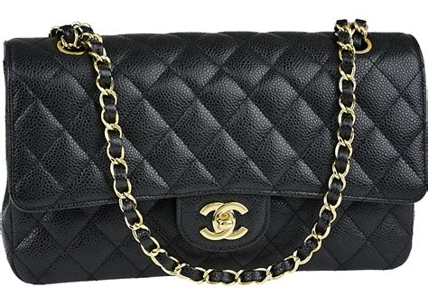 Chanel Black Quilted Caviar Medium Classic Double Flap Gold 